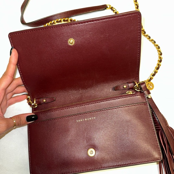 Tory Burch Quilted Burgundy Crossbody Bag - Picture 6 of 9